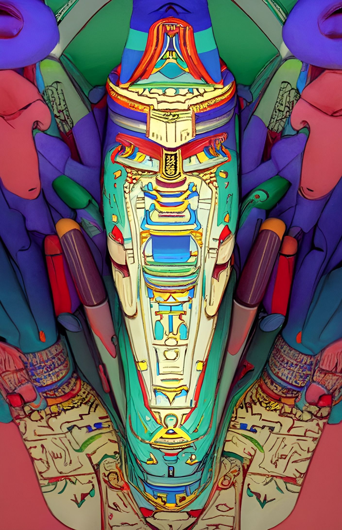 Intricate Egyptian Sarcophagus: Colorful Digital Illustratio...