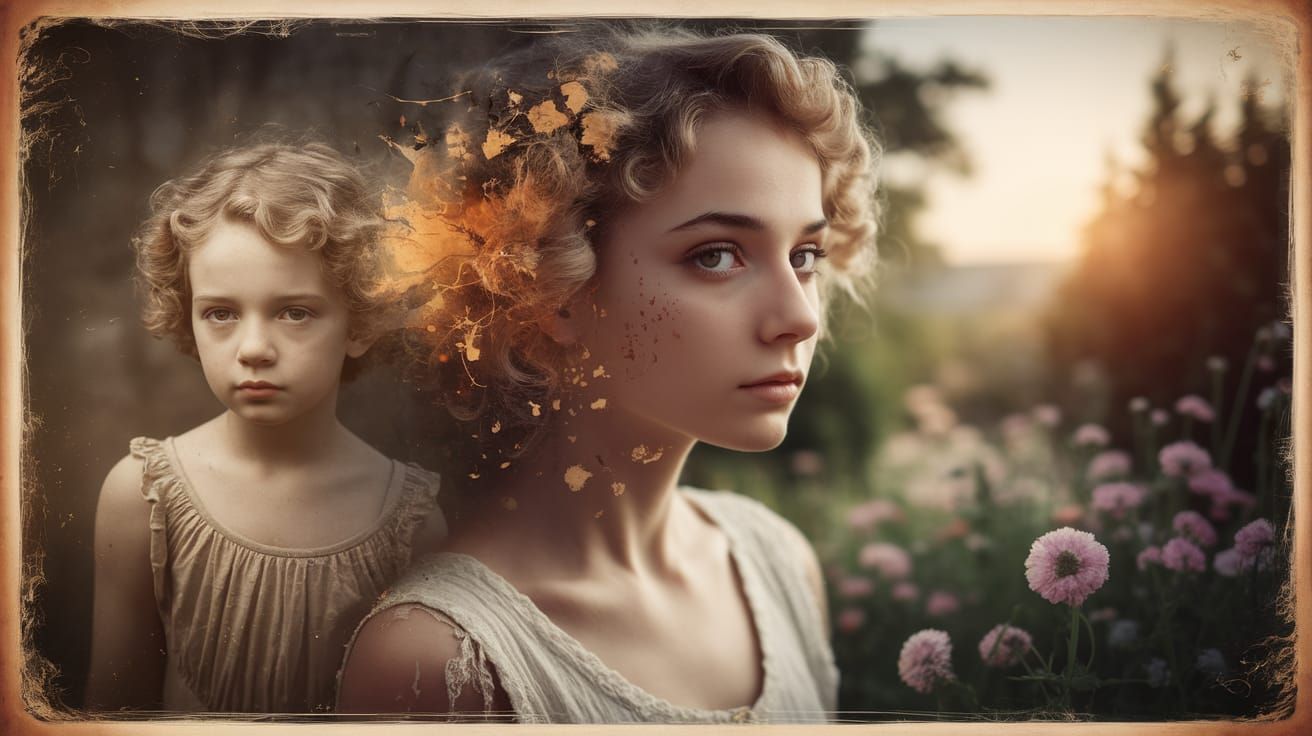 Woman's Face Merges with Childhood Photo, Memory and Identit...