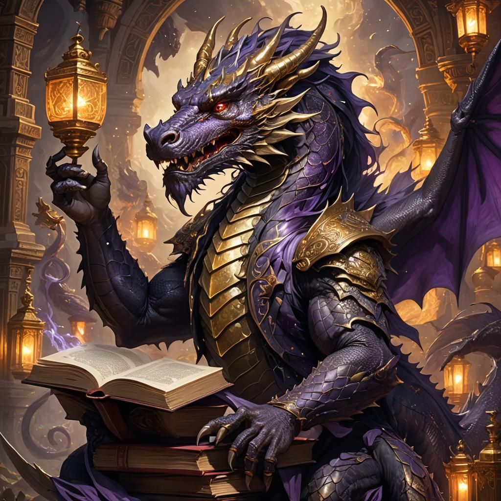 Dragon and Mouse on Ancient Tome