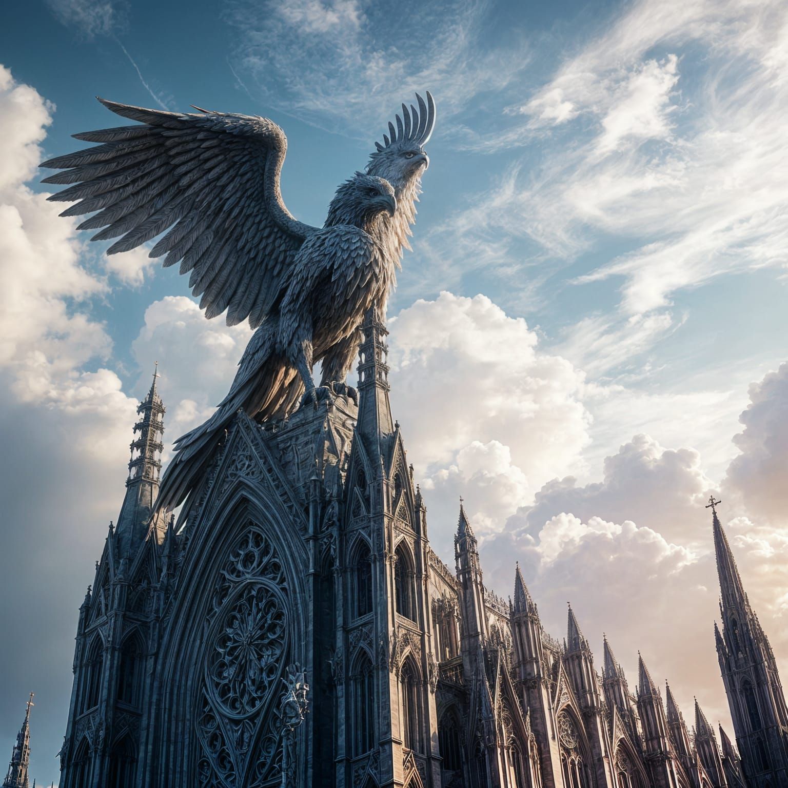 Gothic Griffin Cathedral in Majestic Splendor