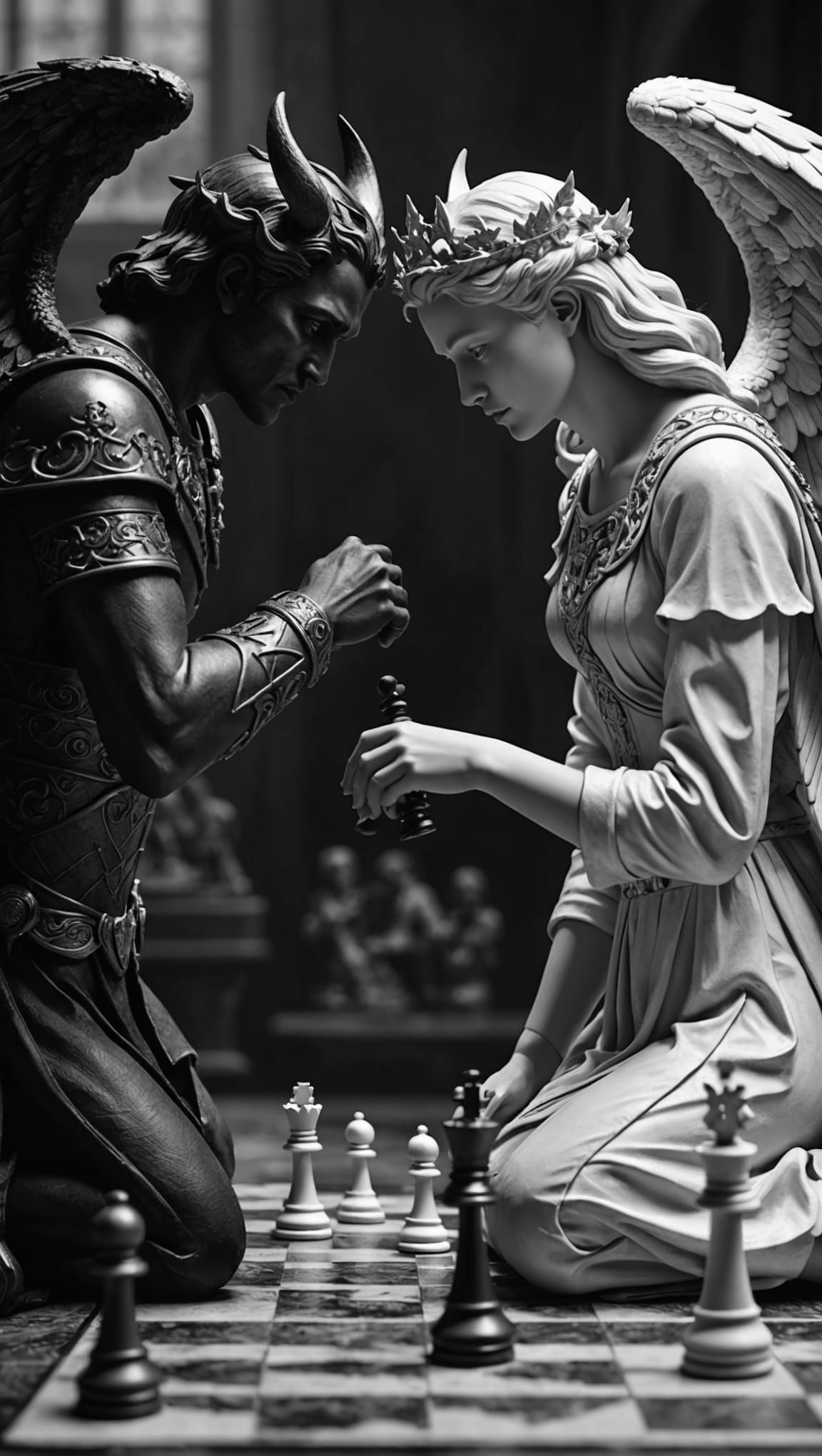 Black Demon and White Angel Chess Game