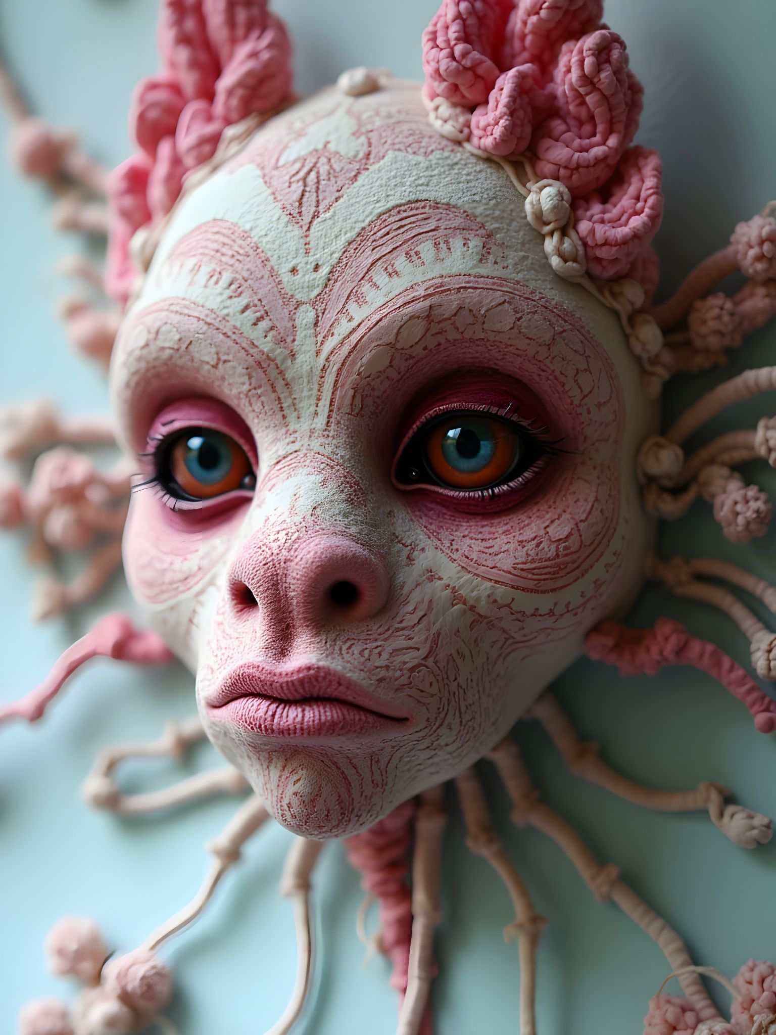 Stuffed Klabautermann Sculpture with Skull Mask