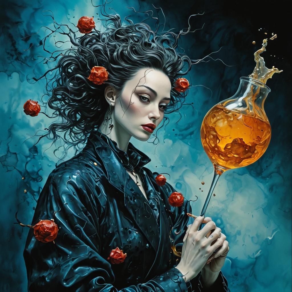 Surreal Alcohol Ink Render in Deep Vivid Color