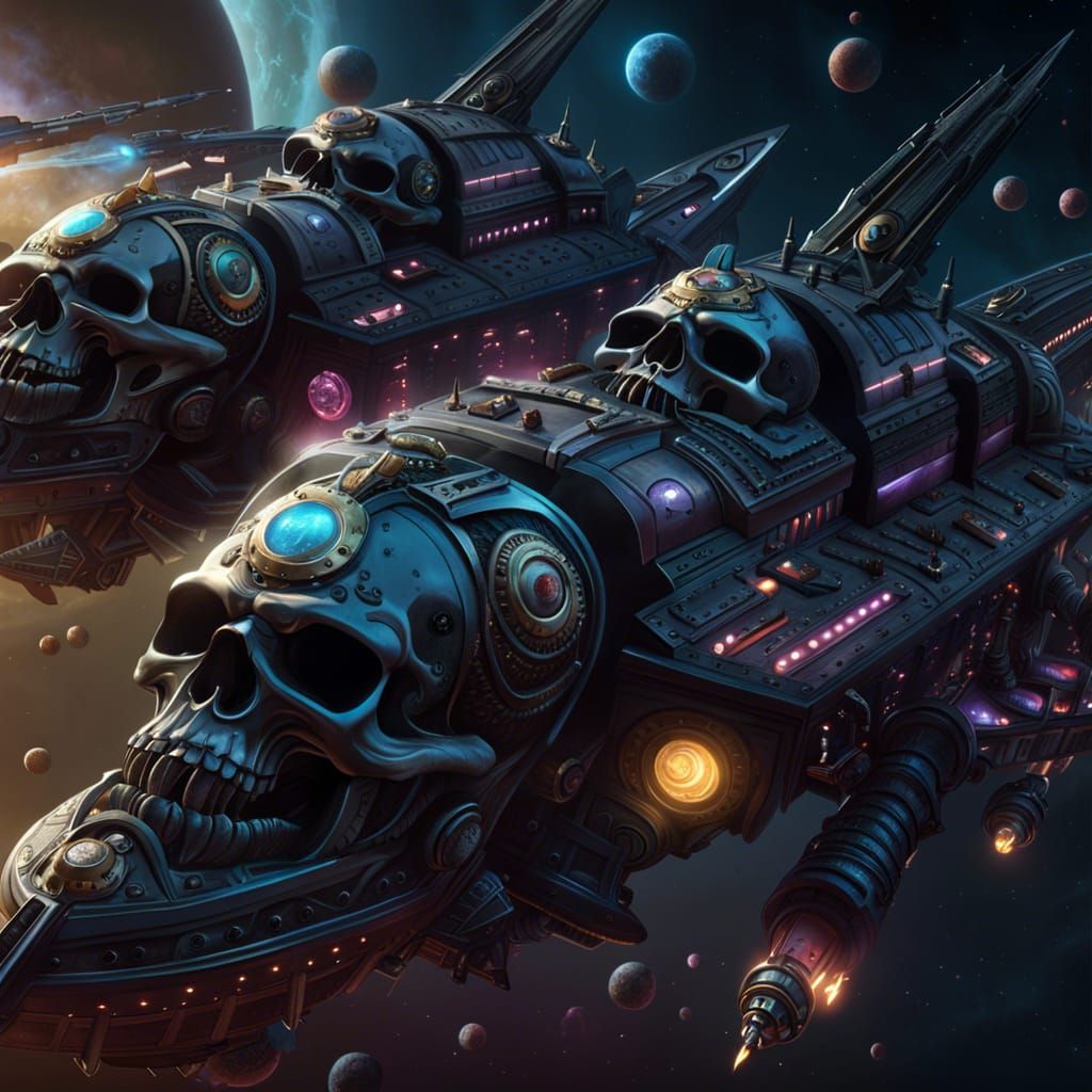 Space Pirates Battle: Dieselpunk Spaceship Concept Art