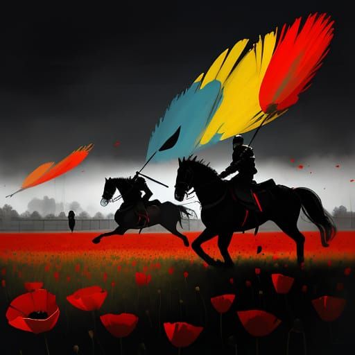 Knights Clash on Sports Field in Avant-Garde Style