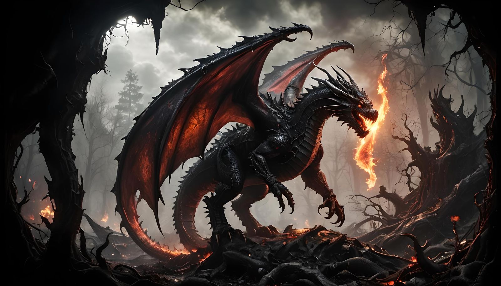 Imposing Demonic Dragon of Dark Origins