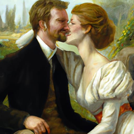 Romantic Couple in Oil Painting Style