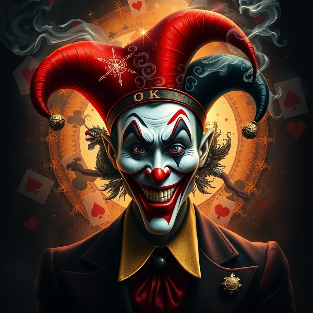 Surreal Joker Portrait: Duality of Charm and Chaos