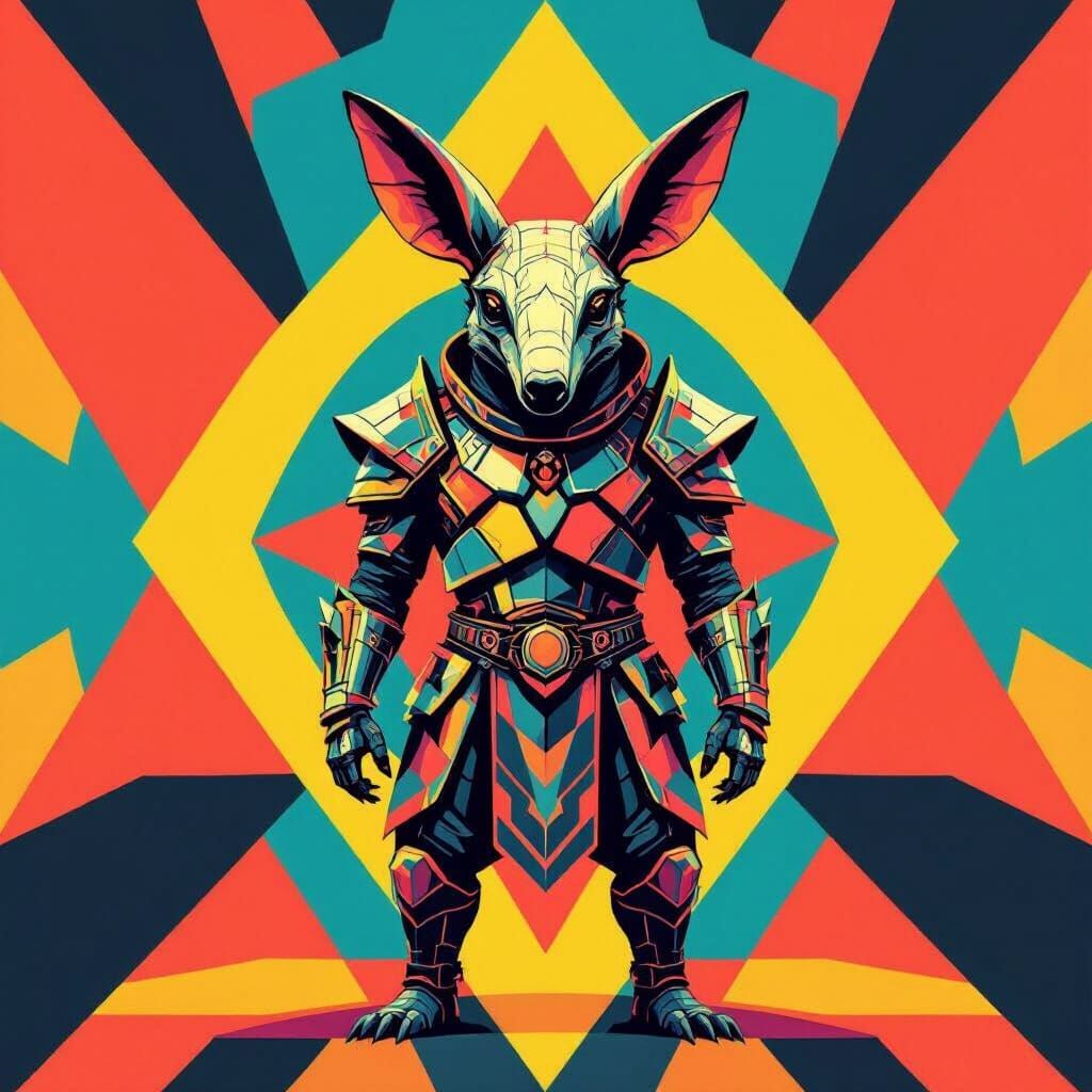 Armored Aardvark Demon in Pop Art Style