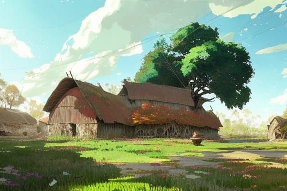 Savannah Farm Village in Anime Style