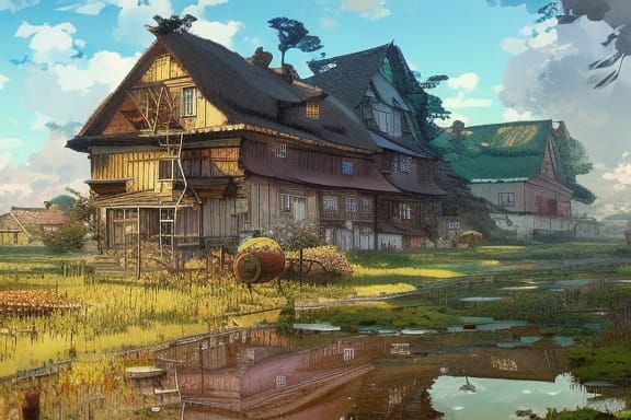 Savannah Farm Village in Anime Style