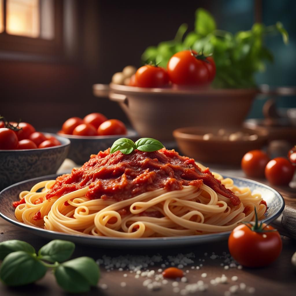 Delicious Pasta with Tomato Sauce in Cozy Home