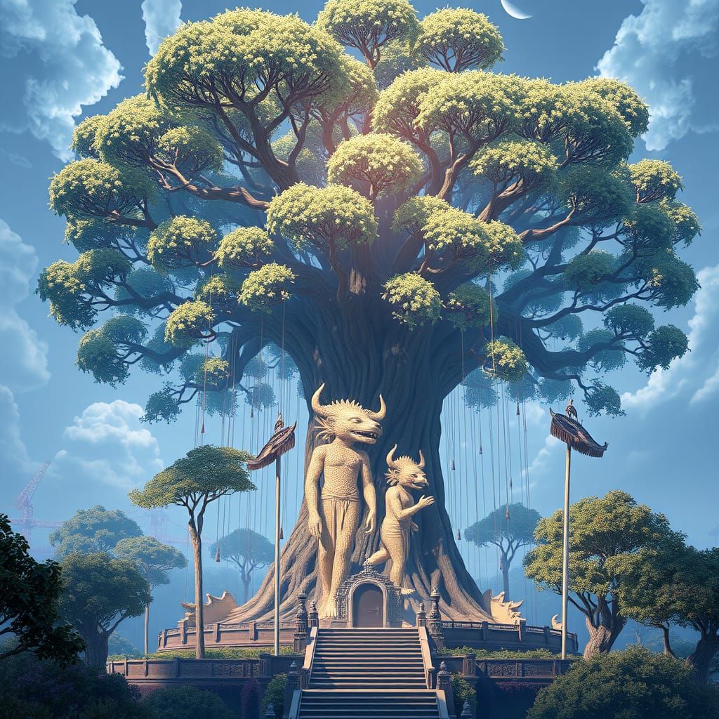 Great Banyan Tree: 3D Anime Art Inspired by WLOP