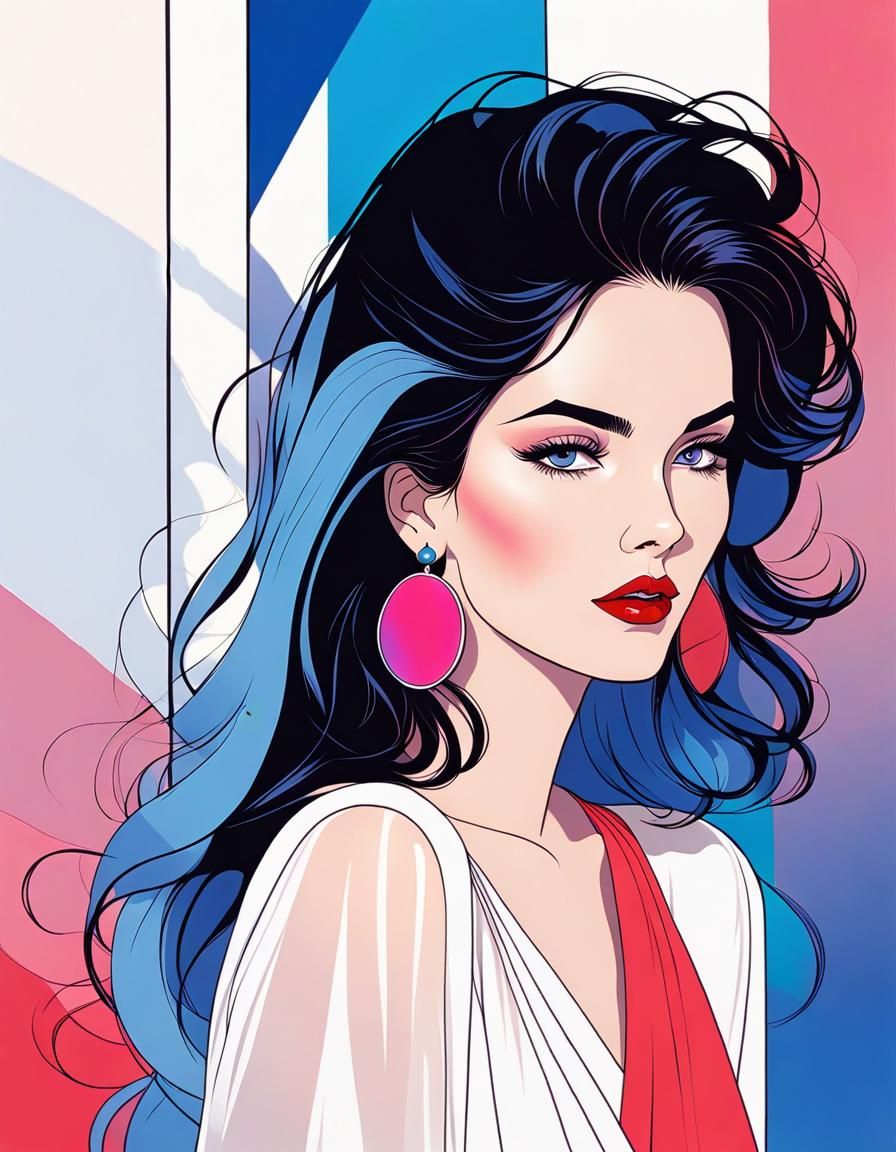 Elegant Woman in Nagel-Style Graphic Illustration
