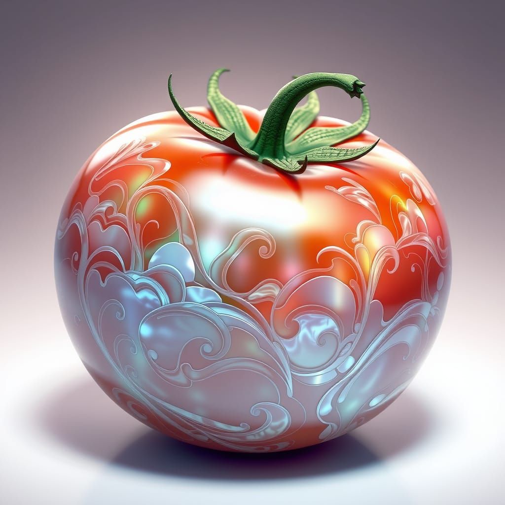 Luminous Nacre Beefsteak Tomato in 3D Anime Style