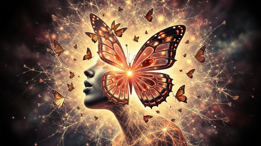 Morpho Portrait in Digital Glitch Art Style