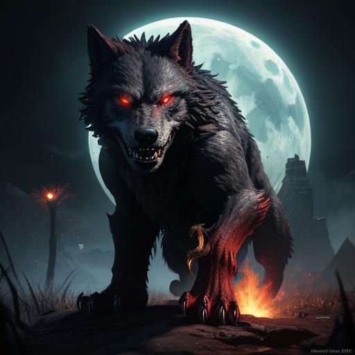 Fearsome Werewolf Menacing with Glowing Eyes in 3D