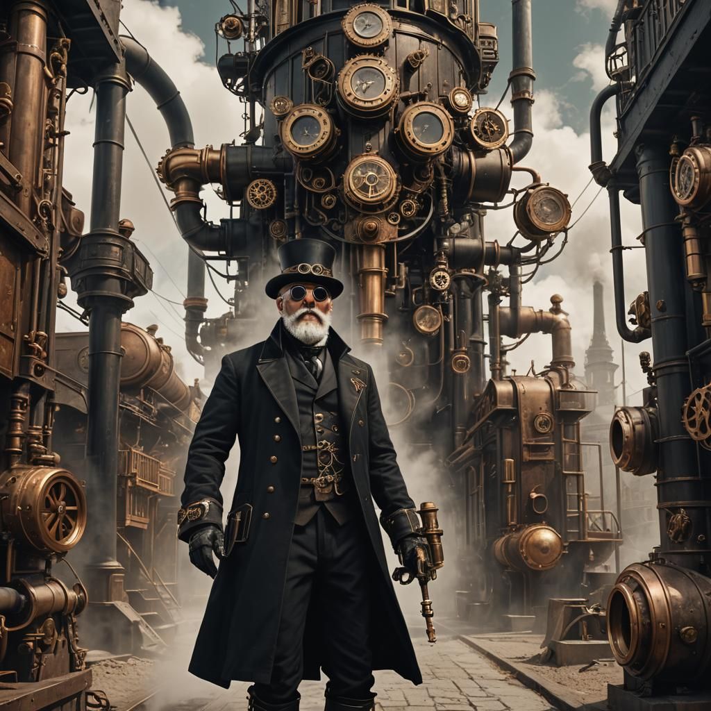 Steampunk Man with Brass Accents and Eye Patch