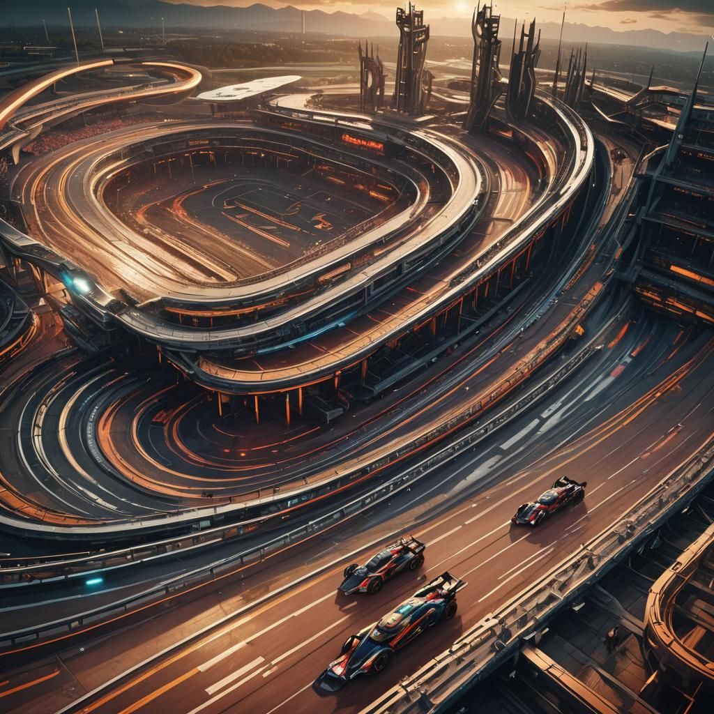 Futuristic Racing Track in Vorticism Style