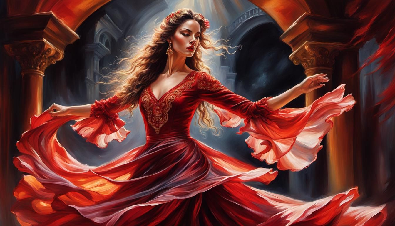 Flamenco Dancer Portrait in Fantasy Art Style