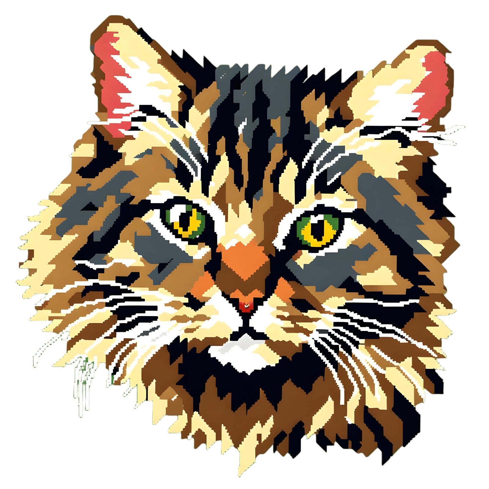 Pixel Art Tabby Cat Face