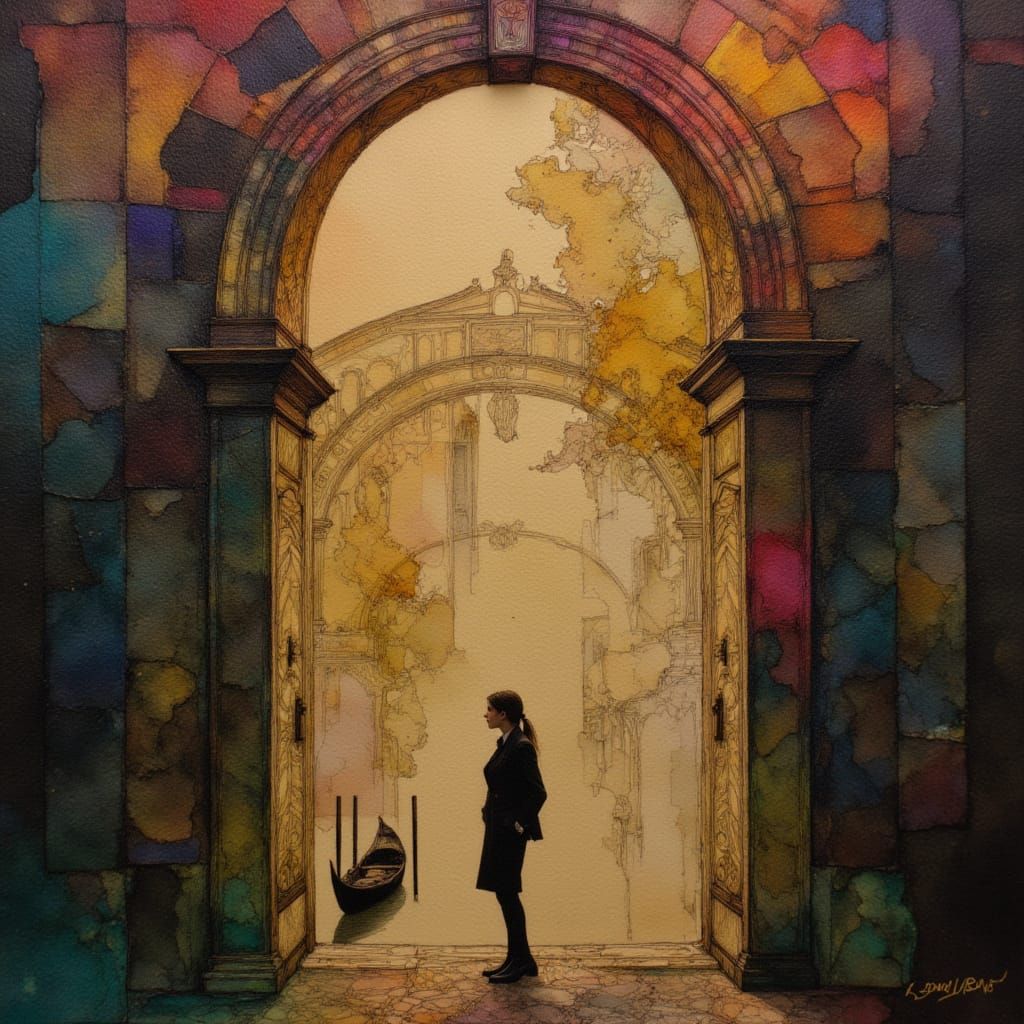 <lora:Neurographic Ink - 2:1.0> A setting in Venice stunning...