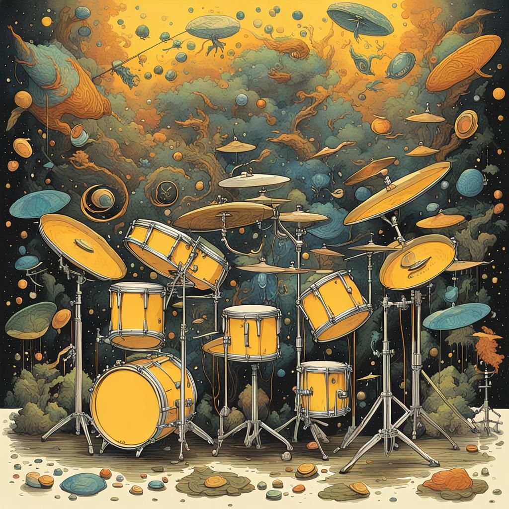 Steampunk Cosmic Drum Set with Zildjian Cymbal