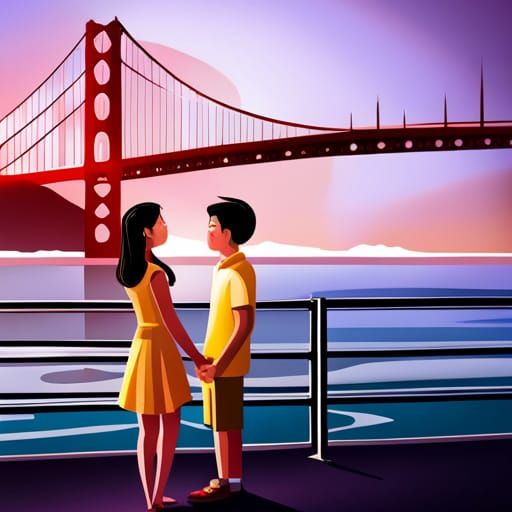 Romantic Sunset Boat Ride: Candy Art Illustration