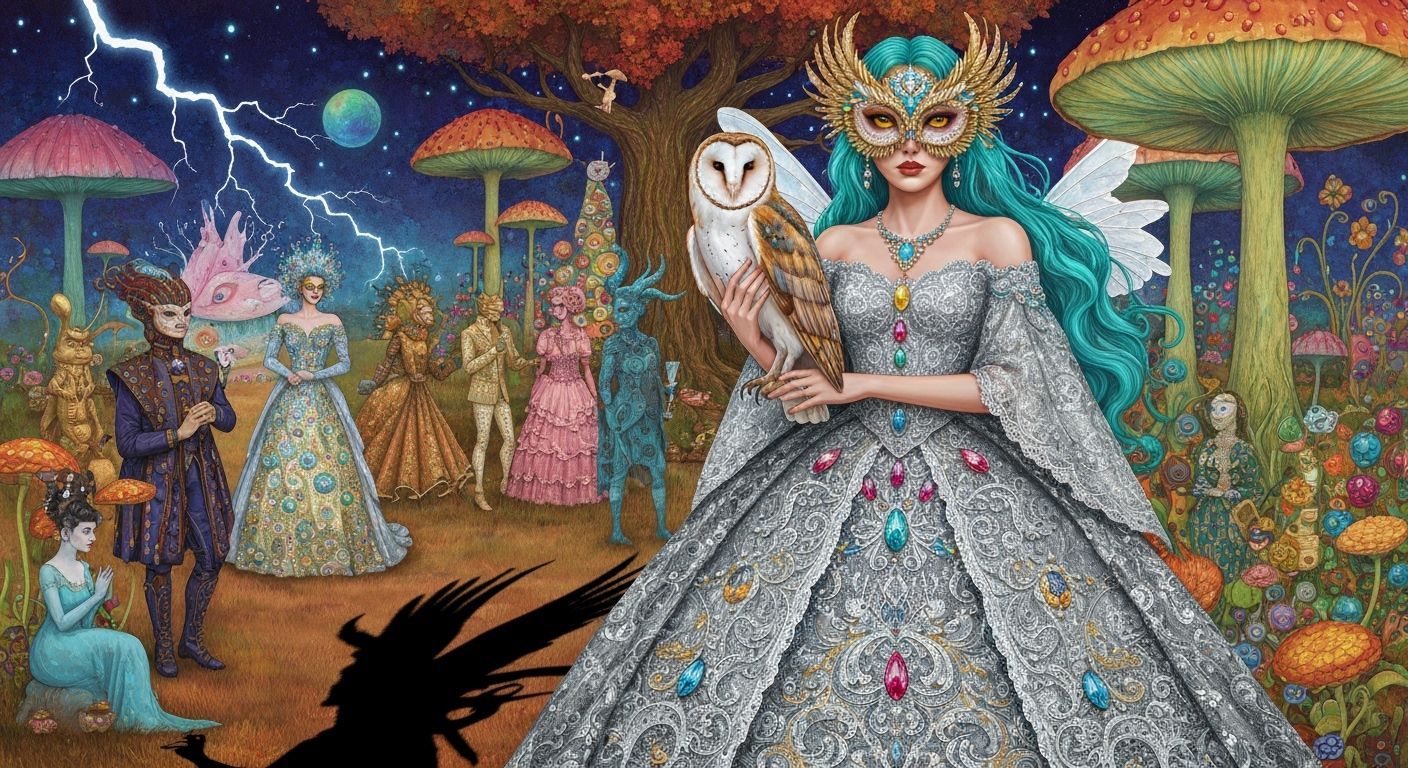 Majestic Fairy Woman in Fantasy Forest, Digital Illustration