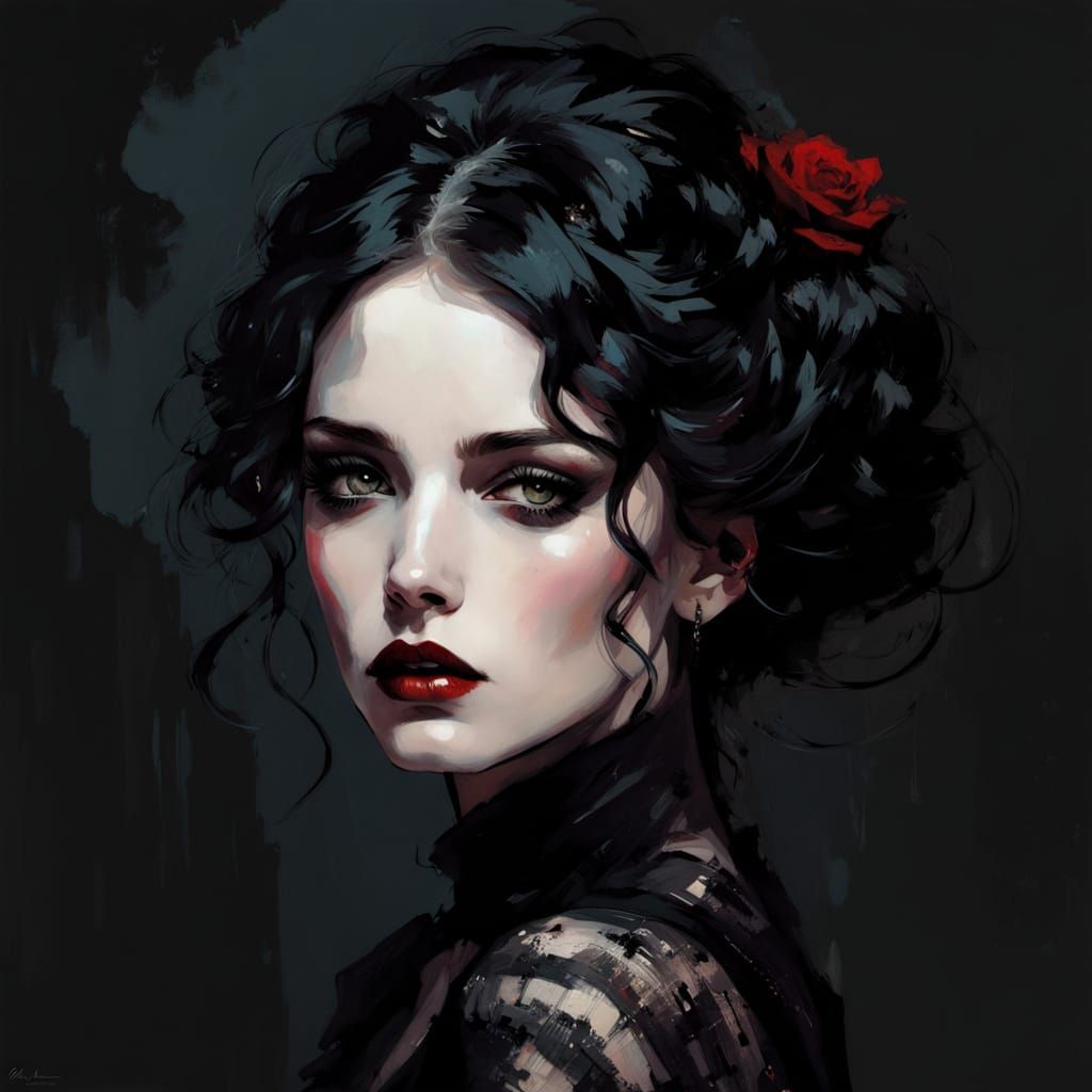 Ethereal Gothic Beauty in Dramatic Light