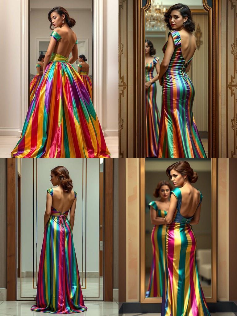 Rainbow Metallic Ballgown Reflected in Mirror