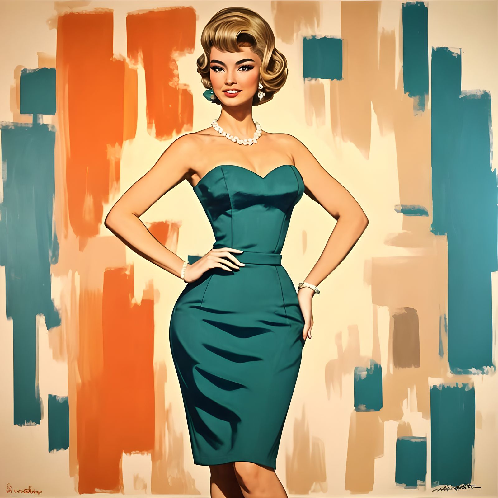 Elegant Woman in 1960s Glamour Style