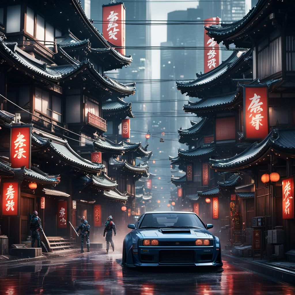 Detailed Matte Painting of Tokyo Drift in 8K