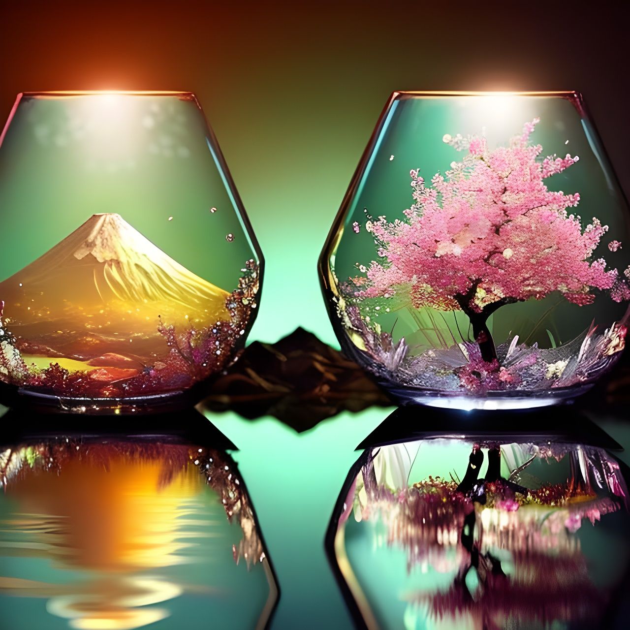 Cherry Trees in Glass Cherry: Dreamy Digital Art