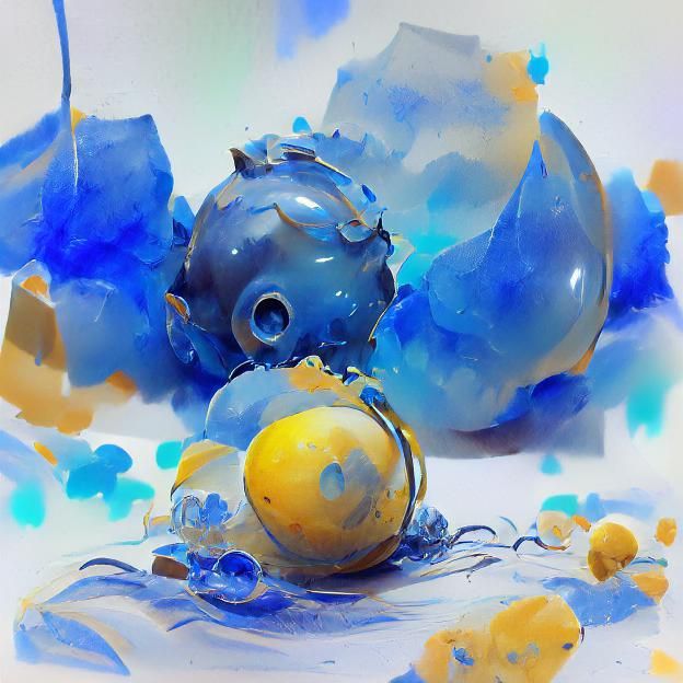 Abstract Watercolor in Yellow and Blue