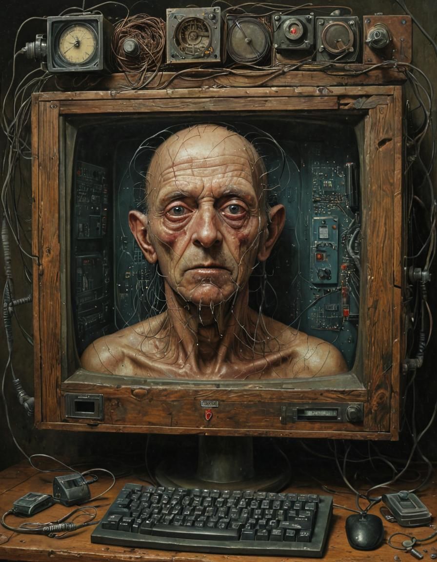 Surreal Portrait: Consumed by the Internet in Oil Painting S...