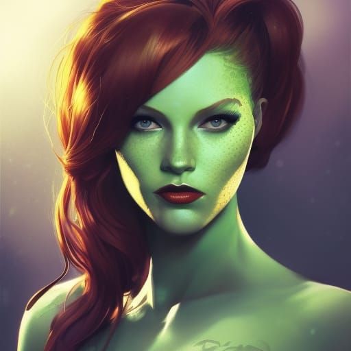 Edgy 60s Poison Ivy Portrait in Gotham Style