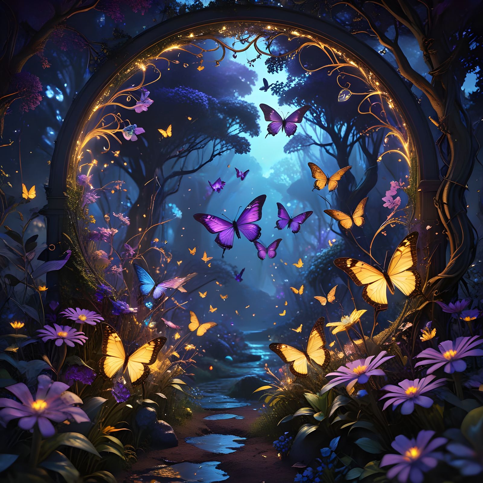 🌿💜 Entre vinhas encantadas e flores que brilham como estre...