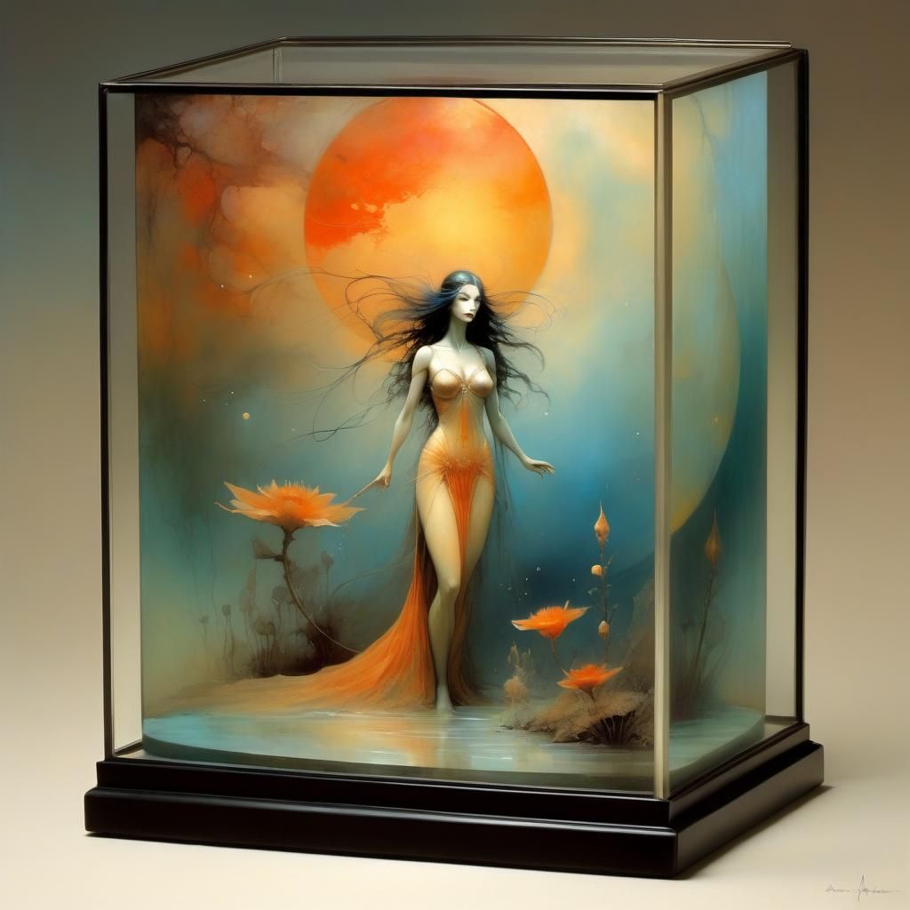 Age of Aquarius in Glass Box, Surreal Art