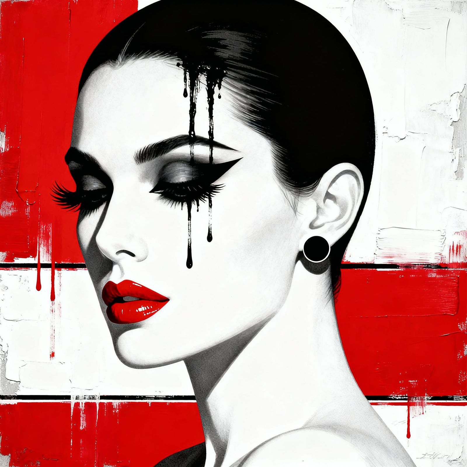 Monochromatic Portrait with Red Accents