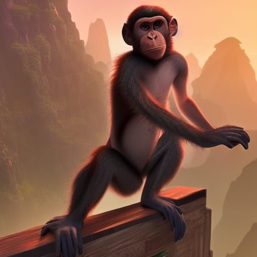 Monkey with Tape: Detailed Matte Painting