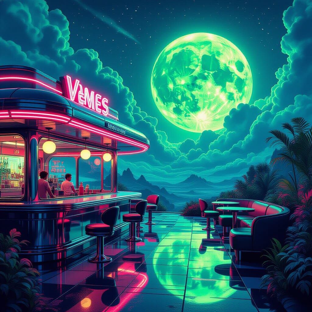Retro Diner on Venus Psychedelic Acid Trip