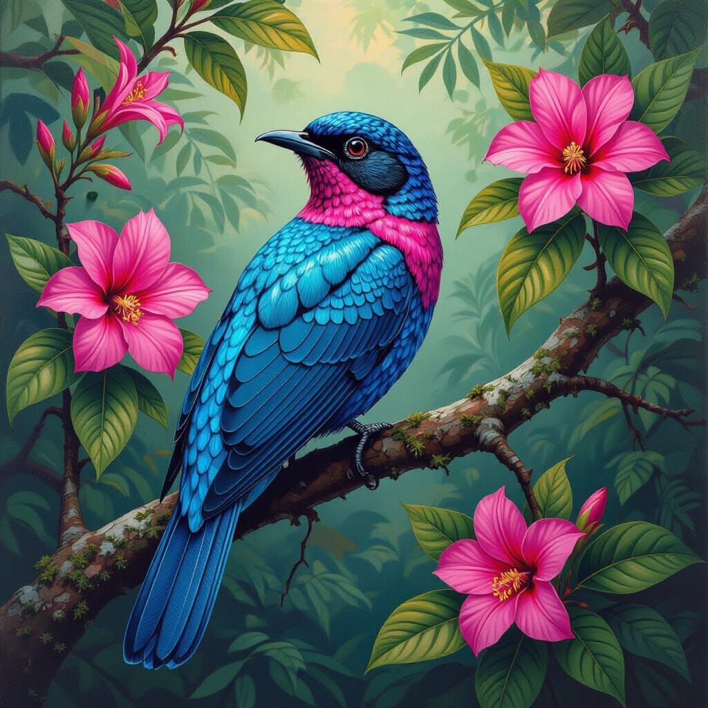 Striking Spangled Cotinga with Neon Plumage