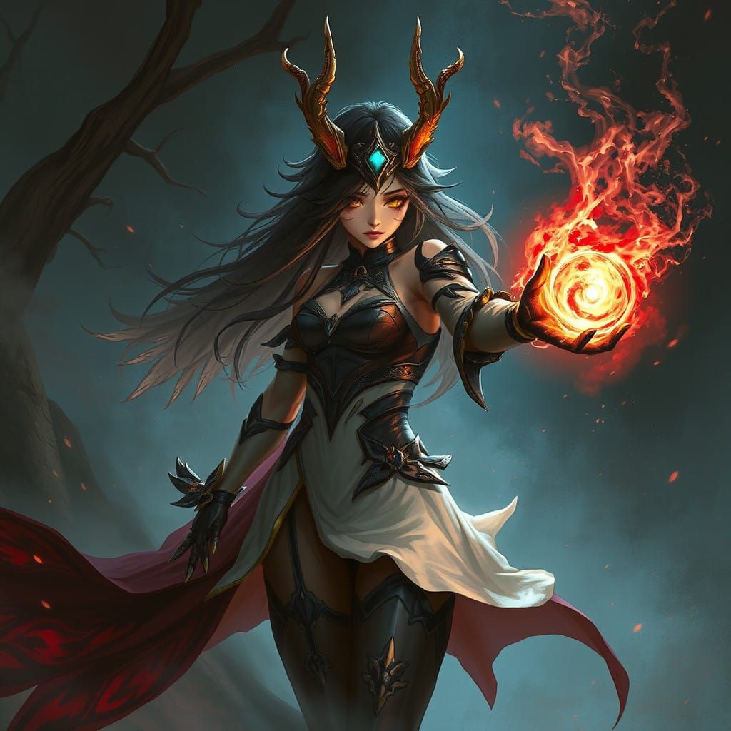 The Wise Female Luxio-Morph Magical Girl in Dark Fantasy Art
