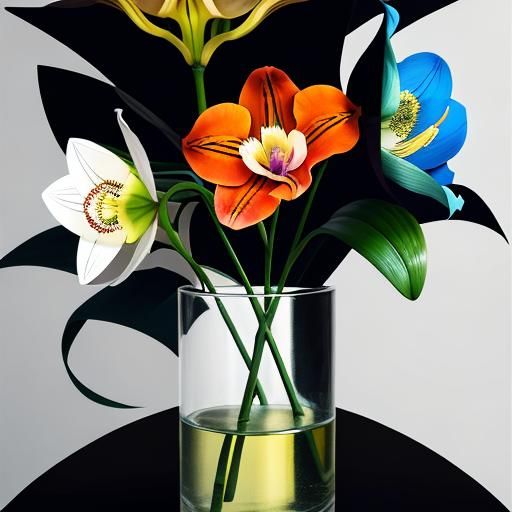 Vibrant Colors with Lilies, Orchids, Ferns, and Faces