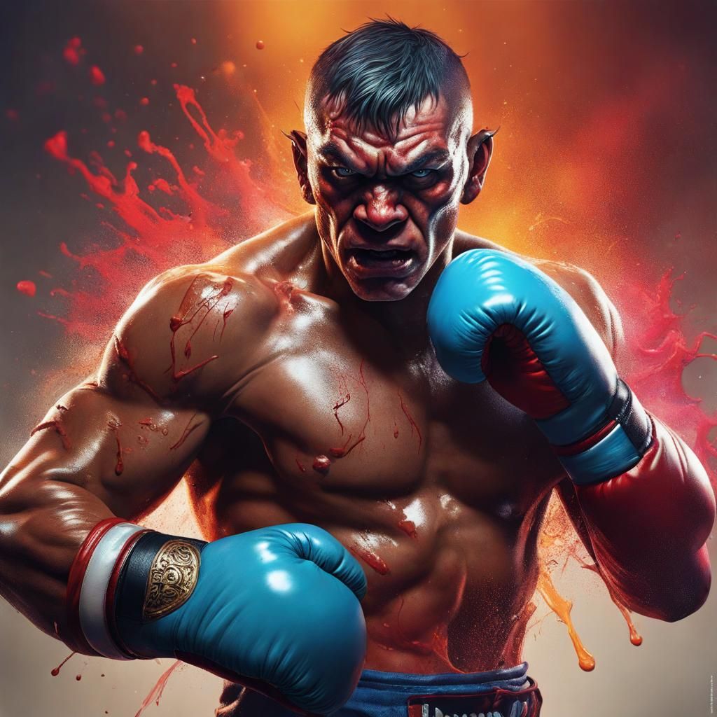 Hyperrealistic Demon Boxer Concept Art