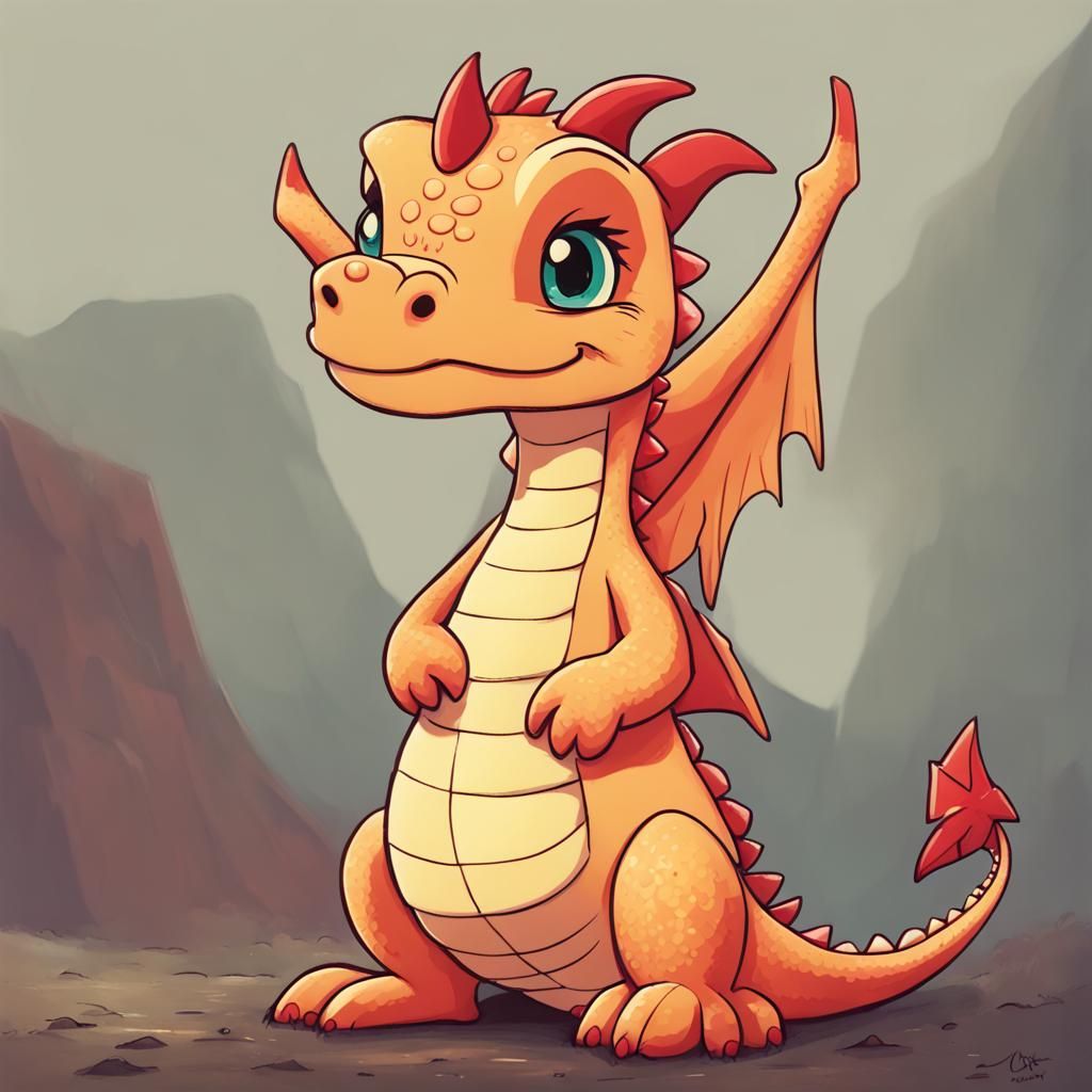 Adorable and Brave Dragon Illustration