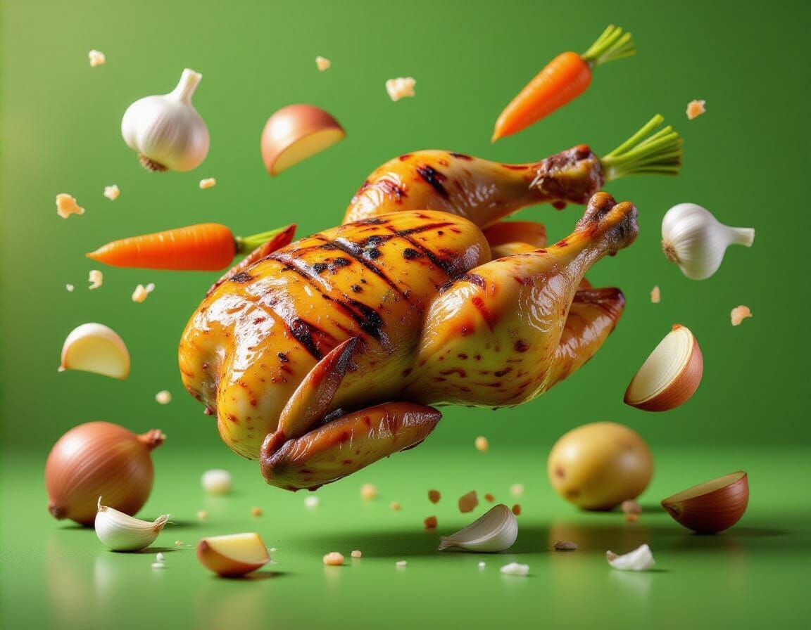 Grilled Chicken with Vegetables: Digital Art Food Photograph...