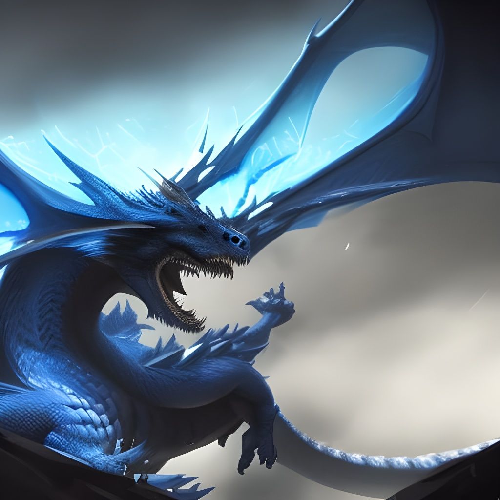 Blue Scaled Dragon in Dark Fantasy Style