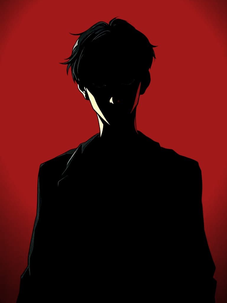 Intense Japanese Retro Anime Portrait of Mysterious Young Ma...